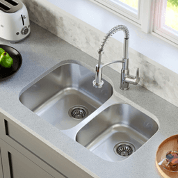 Profile Stainless Steel Undermount 16G Large/Small Bowl Kitchen Sink Kit, 31-1/2" x 20-1/2" x 8-1/2 - Alt Image 2