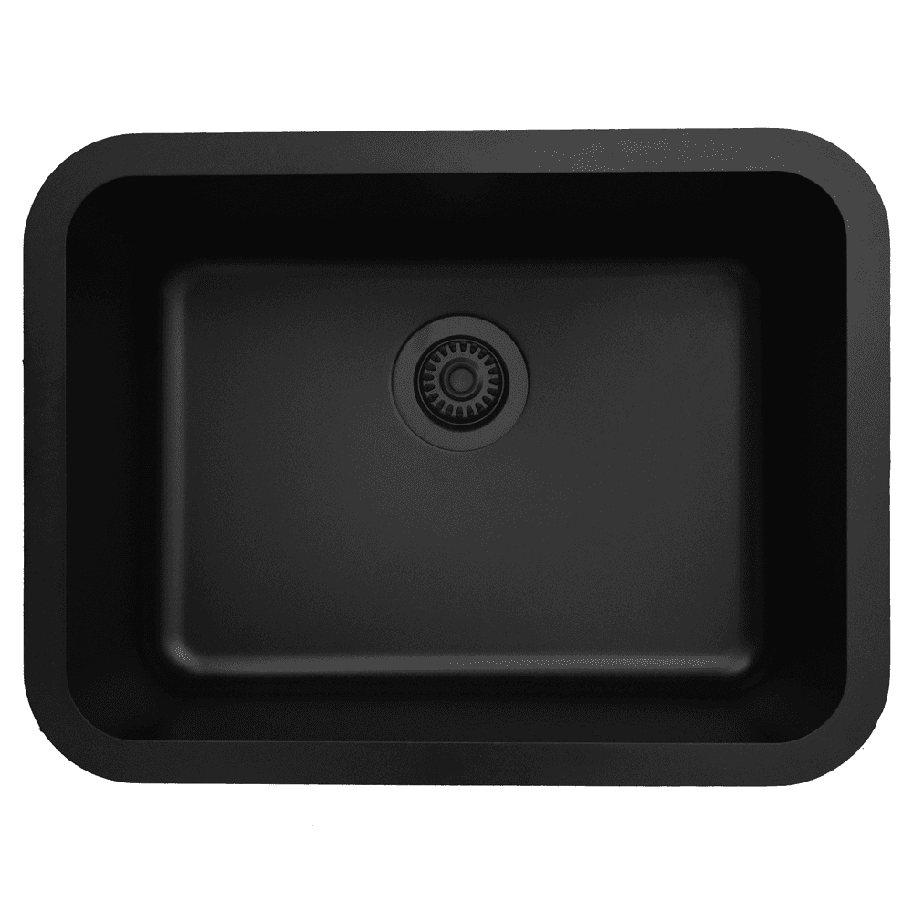 Karran Q-320 Quartz Under Mount Single Bowl Kitchen Sink in Black