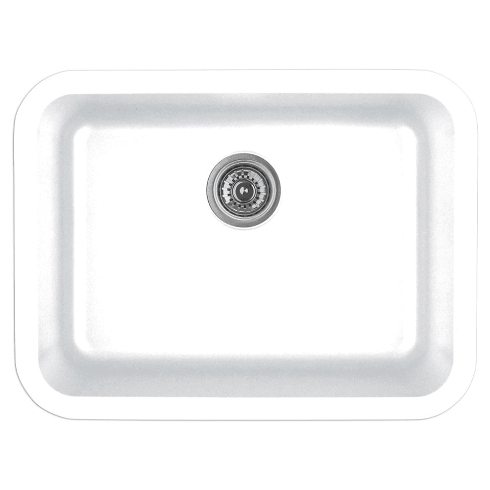 Karran Q-320 Quartz Under Mount Single Bowl Kitchen Sink in White - Front View