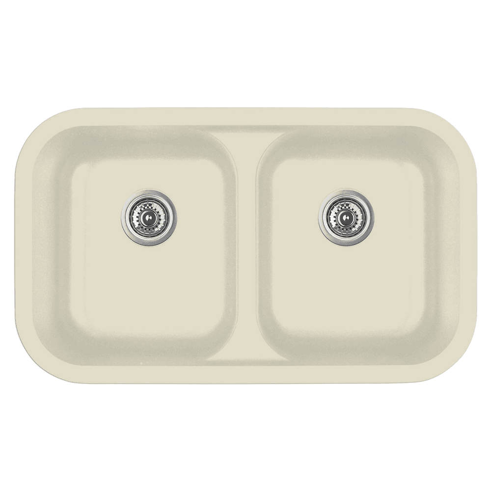 Karran Q-350 Quartz Under Mount Double Equal Bowl Kitchen Sink in White