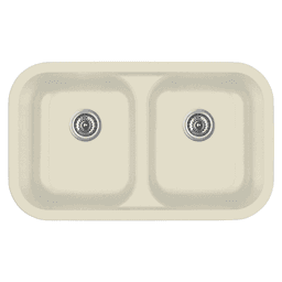 Karran Q-350 Quartz Under Mount Double Equal Bowl Kitchen Sink in White