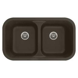 Karran Q-350 Brown Quartz Under Mount Double Equal Bowl Kitchen Sink - Front View