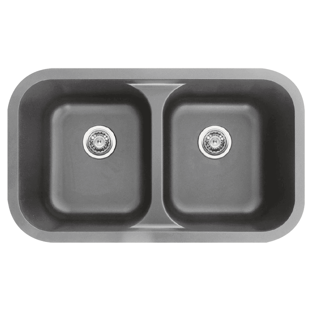 Karran Q-350 Quartz Double Bowl Kitchen Sink - Top View in Concrete