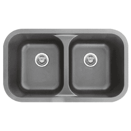 Karran Q-350 Quartz Double Bowl Kitchen Sink - Top View in Concrete