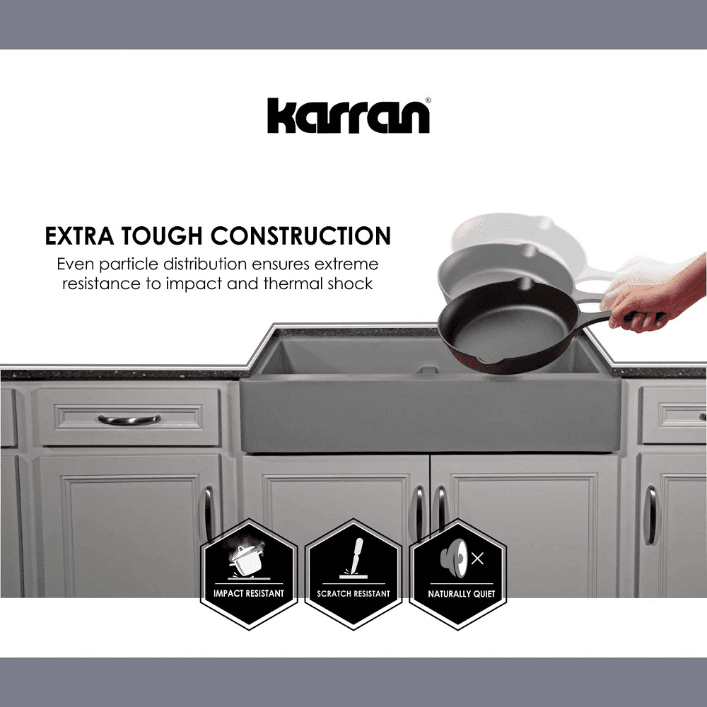 Karran QA-740 Black Quartz Sink for Spacious Kitchens