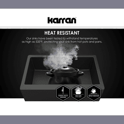 Karran QA-740 Quartz Undermount Sink in Concrete color with a view of the sink drain