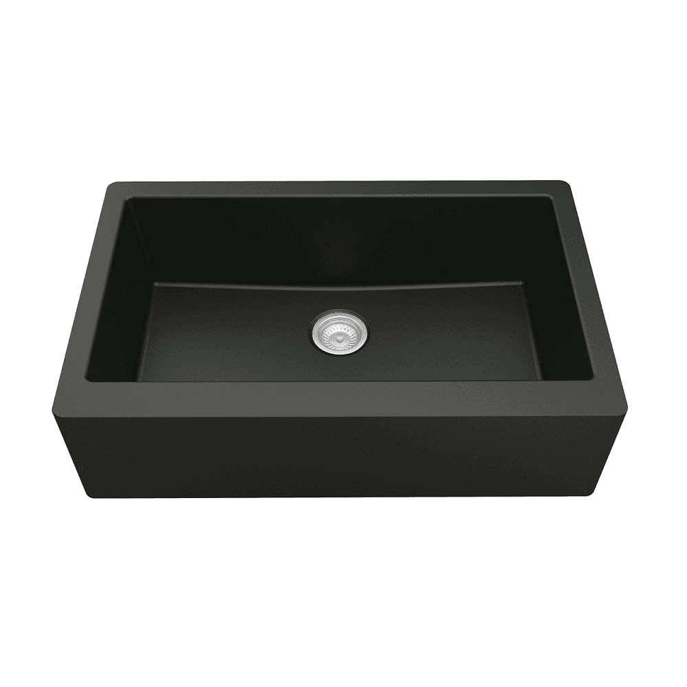 34" x 21-1/4" x 9" Karran Kitchen Sink in Black Quartz