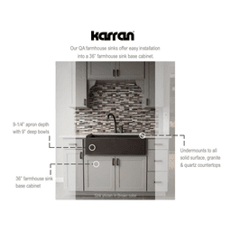 Karran QA-750 Quartz Under Mount Double Bowl with Apron Kitchen Sink in Bisque color