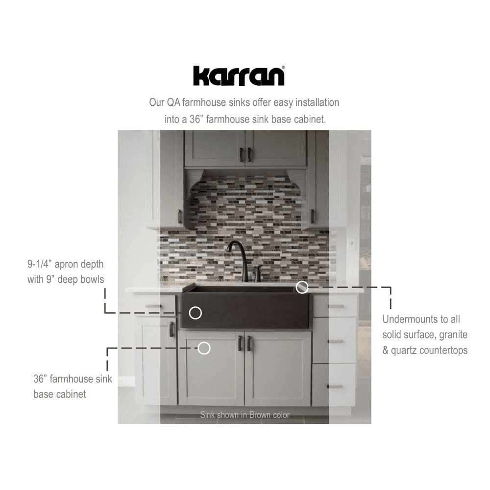 Karran QA-750 Quartz Double Bowl Apron Kitchen Sink Gray Top View