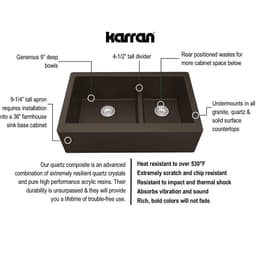 High-Quality Karran QA-760 Quartz Undermount Sink in Gray