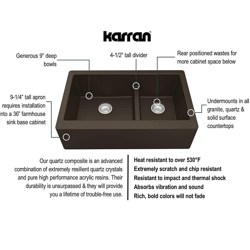 Karran QA-760 Quartz Undermount Kitchen Sink - Black