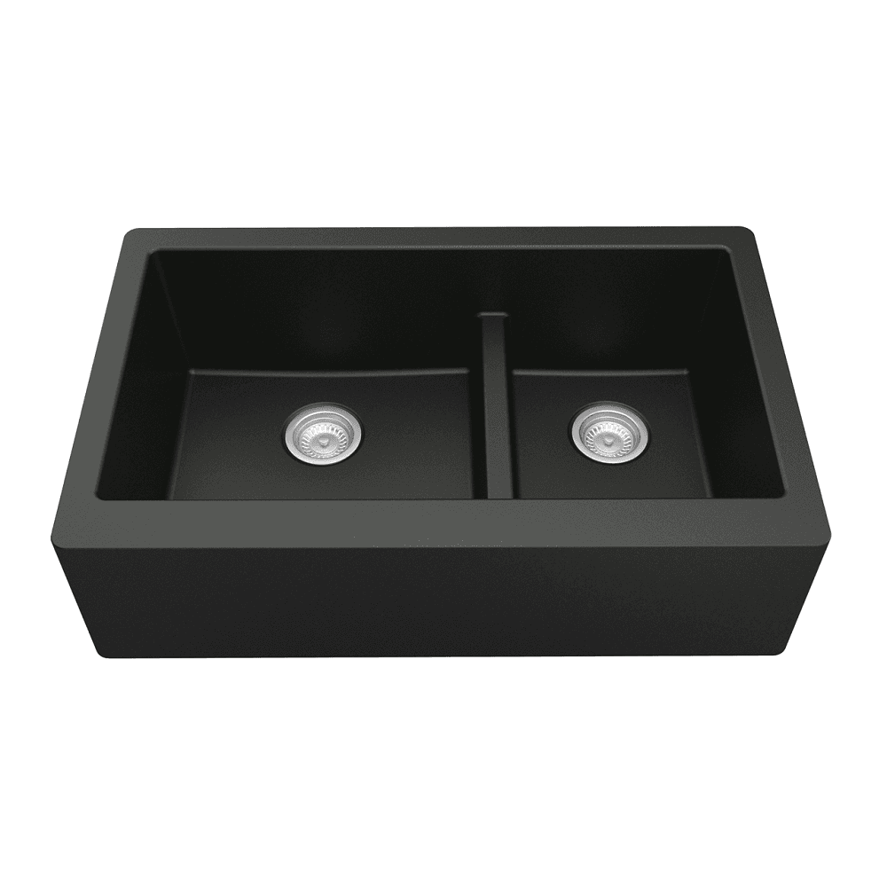 34" x 21-1/4" x 9" black quartz sink by Karran