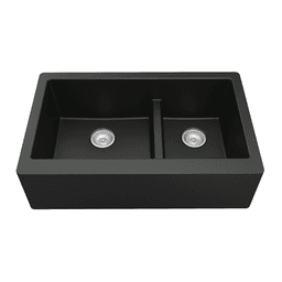 34" x 21-1/4" x 9" black quartz sink by Karran
