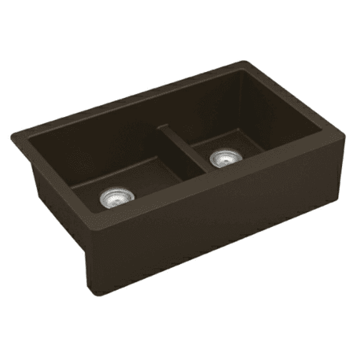 QA-760 Quartz Undermount Large/Small Bowl Kitchen Sink, 34" x 21-1/4" x 9", Brown Alt 1 - Image