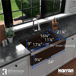 QA-760 Quartz Undermount Large/Small Bowl Kitchen Sink, 34" x 21-1/4" x 9", Brown Alt 5 - Image