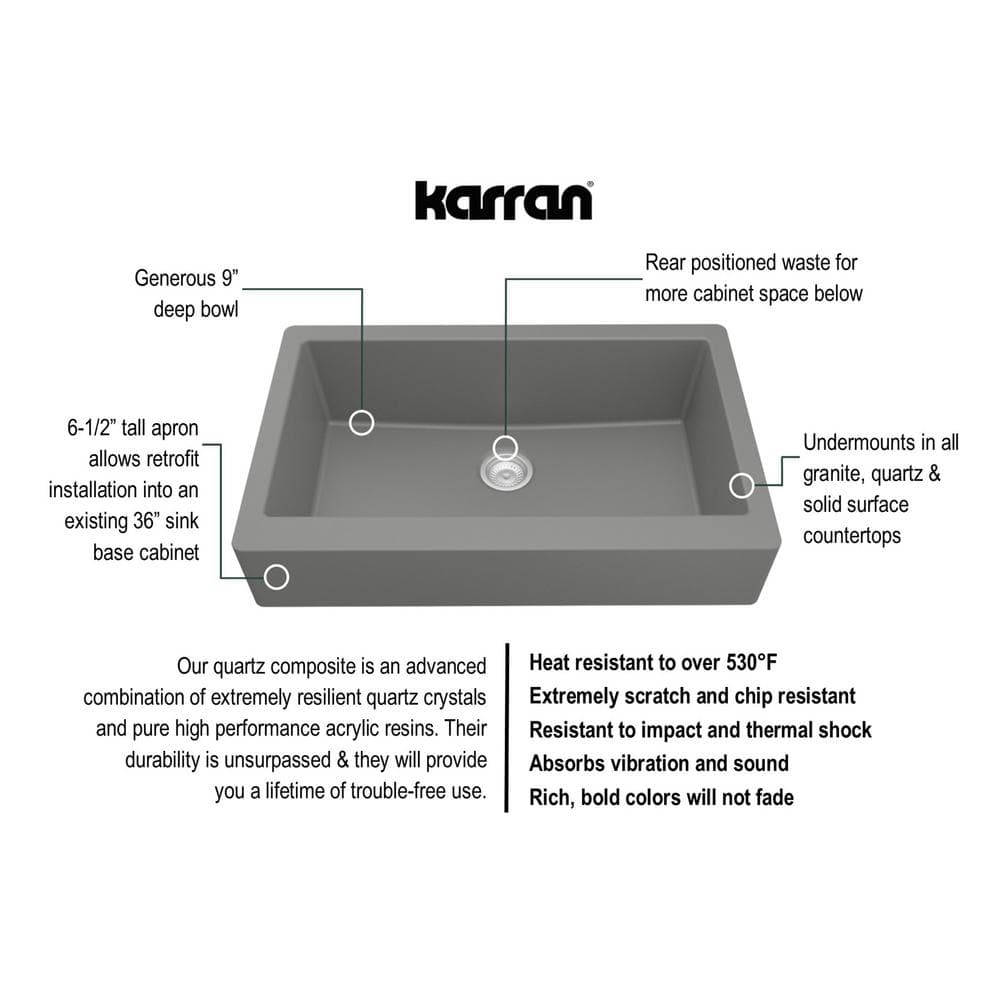 Karran QAR-740 Kitchen Sink, Extra Large Single Bowl, Quartz Material