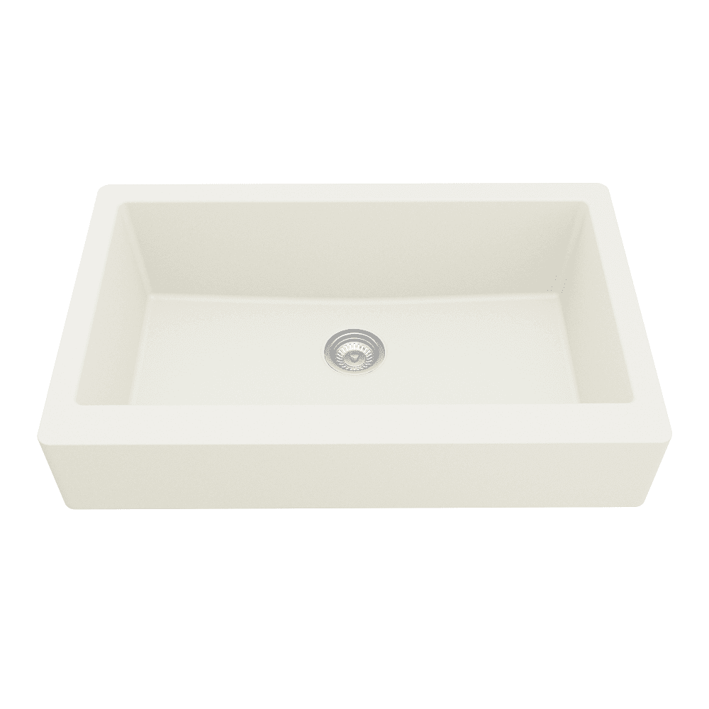 34" x 21-1/4" x 9" Karran Quartz Undermount Sink, White