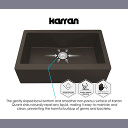 White Karran QAR-750 Quartz Undermount Double Bowl Kitchen Sink - 34 x 21-1/4 x 9 inch