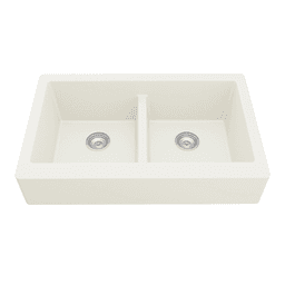 34 x 21-1/4 x 9 inch Karran QAR-750 Quartz Undermount Double Equal Bowl Sink - White