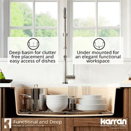 Quartz QARWS Retrofit Farmhouse/Apron Front Large Single Bowl Workstation Kitchen Sink, 34&quot; x 21-1/4&quot; x 9&quot;, Brown Alt 4 - Image