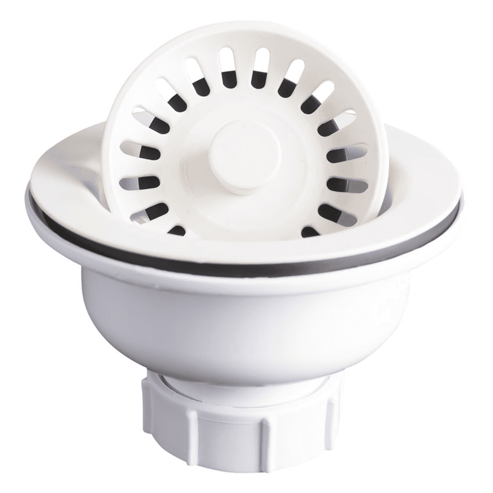 Close-up of Karran 3-1/2" Quartz Strainer Basket in White