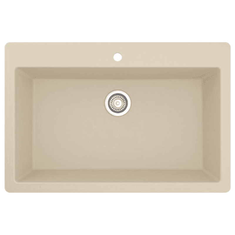 Quartz Top Mount/Drop-In Large Single Bowl Kitchen Sink Kit, 33" x 22" x 9", Bisque Alt 1 - Image