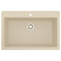 Quartz Top Mount/Drop-In Large Single Bowl Kitchen Sink Kit, 33" x 22" x 9", Bisque Alt 1 - Image