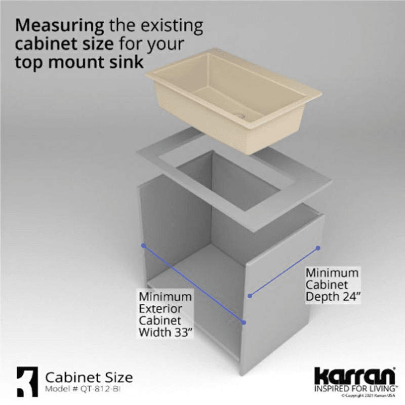 Quartz Top Mount/Drop-In Large Single Bowl Kitchen Sink Kit, 33" x 22" x 9", Bisque Alt 10 - Image