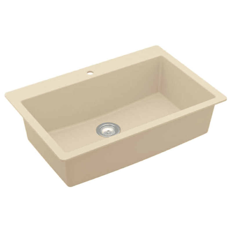 Quartz Top Mount/Drop-In Large Single Bowl Kitchen Sink Kit, 33" x 22" x 9", Bisque Alt 2 - Image