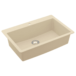 Quartz Top Mount/Drop-In Large Single Bowl Kitchen Sink Kit, 33" x 22" x 9", Bisque Alt 2 - Image
