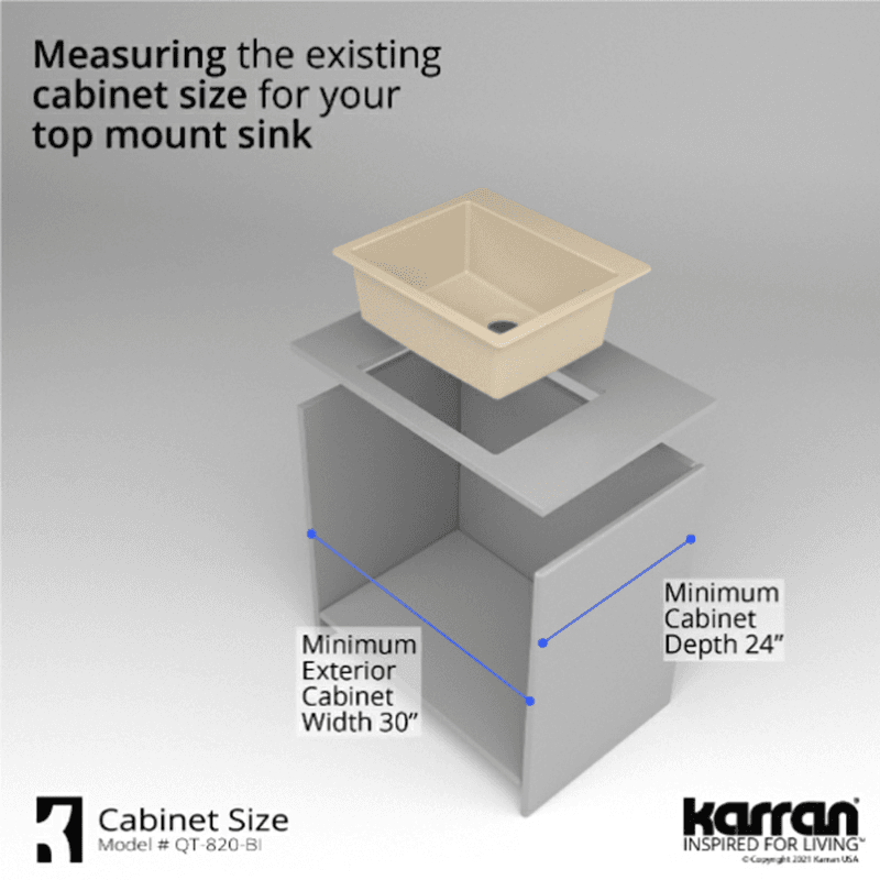 Quartz Top Mount/Drop-In Single Bowl Kitchen Sink Kit, 25" x 22" x 9", Gray Alt 10 - Image