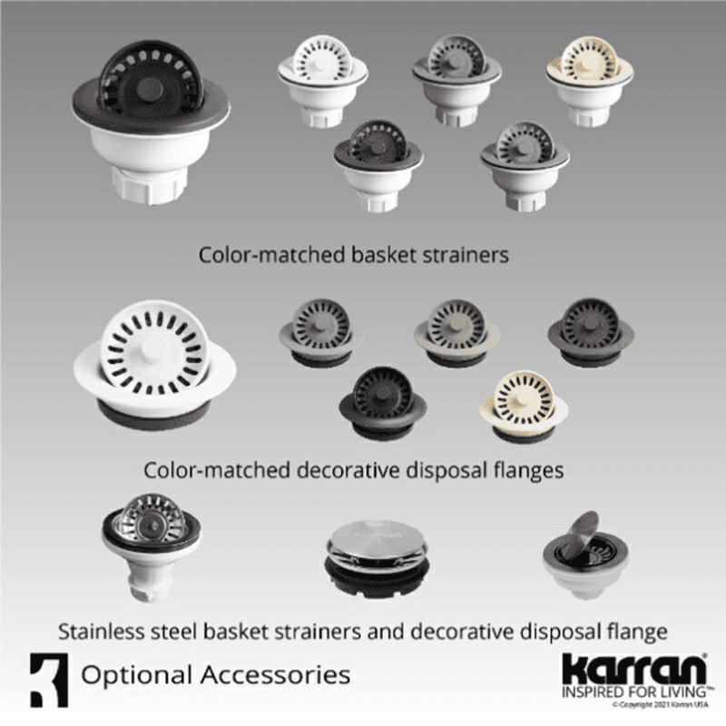 Quartz Top Mount/Drop-In Single Bowl Kitchen Sink Kit, 25" x 22" x 9", Gray Alt 12 - Image