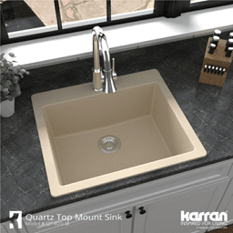 Quartz Top Mount/Drop-In Single Bowl Kitchen Sink Kit, 25" x 22" x 9", Gray Alt 6 - Image