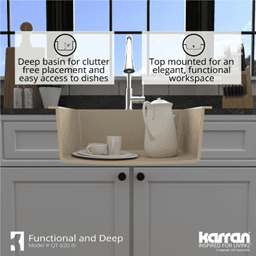 Quartz Top Mount/Drop-In Single Bowl Kitchen Sink Kit, 25" x 22" x 9", Gray Alt 9 - Image