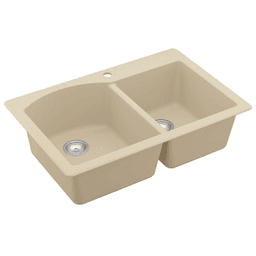 Brown Quartz Top Mount Sink - Karran QT-610, 33" x 22" x 9" - Large/Small Bowls