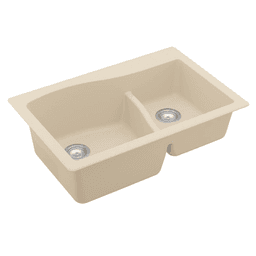 Karran QT-630 Quartz Top Mount Sink, Brown, Large/Small Bowl Detail