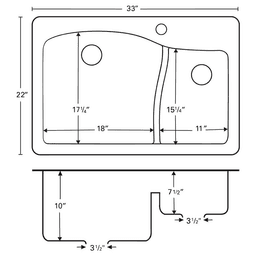 QT-630 Quartz Top Mount Kitchen Sink with Large and Small Bowls by Karran