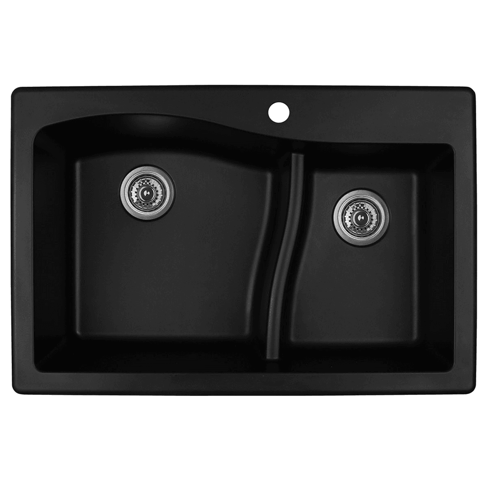 Black Quartz Sink for Kitchen with Top Mount Installation