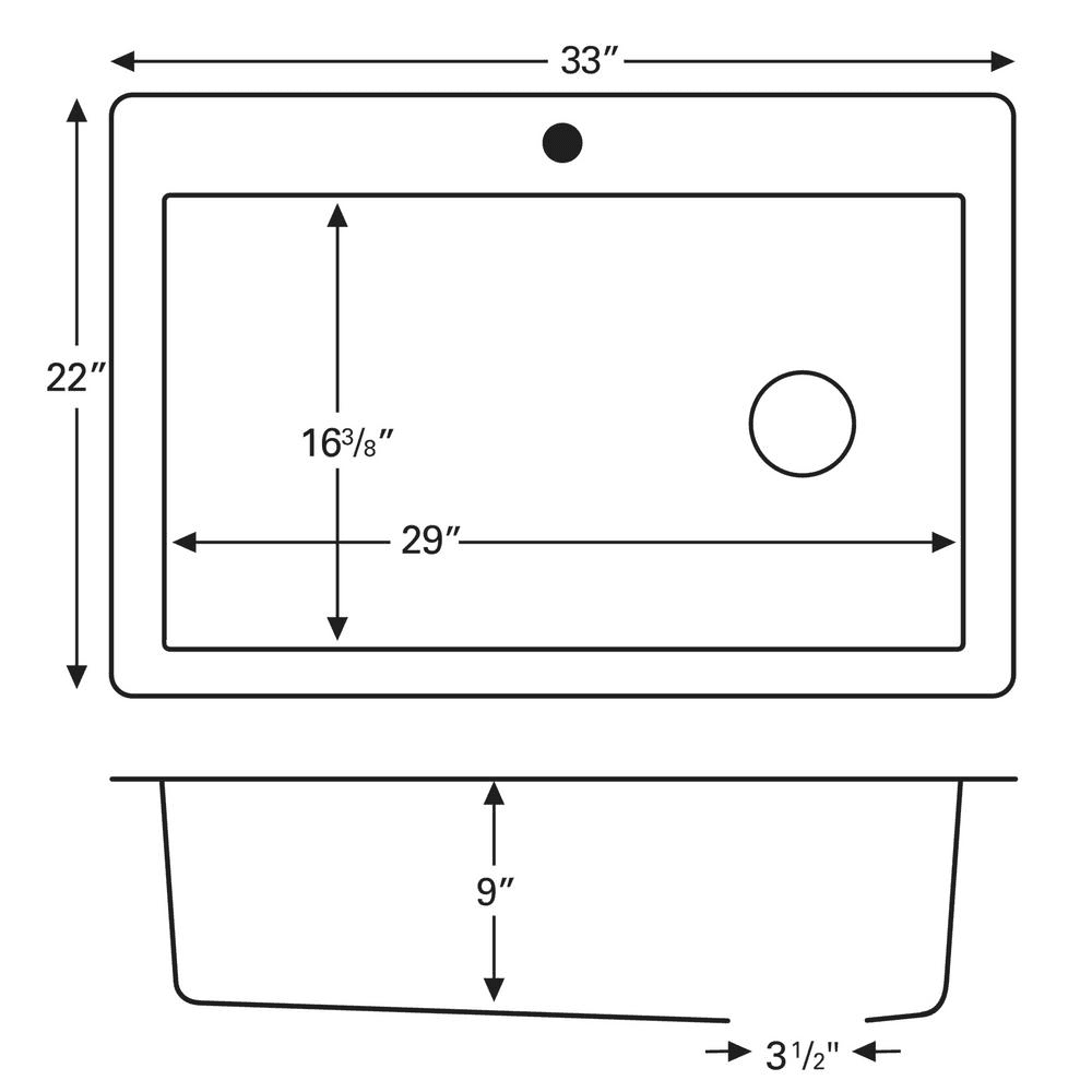 Large Black Kitchen Sink by Karran, QT-670 Quartz Top Mount, 33" x 22" x 9"