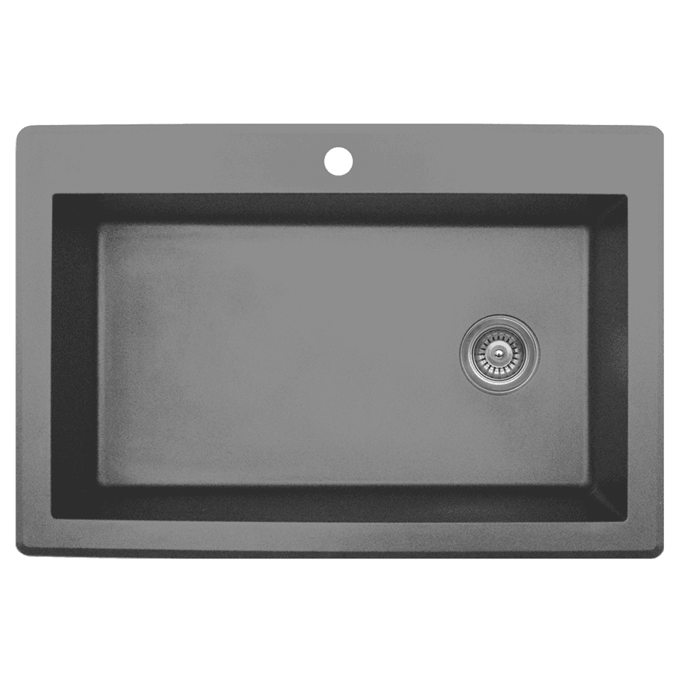 33" x 22" x 9" gray quartz top mount sink from Karran QT-670 collection
