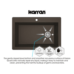 Single Bowl Quartz Sink for Kitchens by Karran - 25" x 22" x 9"