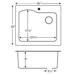 QT-671 White Quartz Top Mount Single Bowl Sink - Angled View