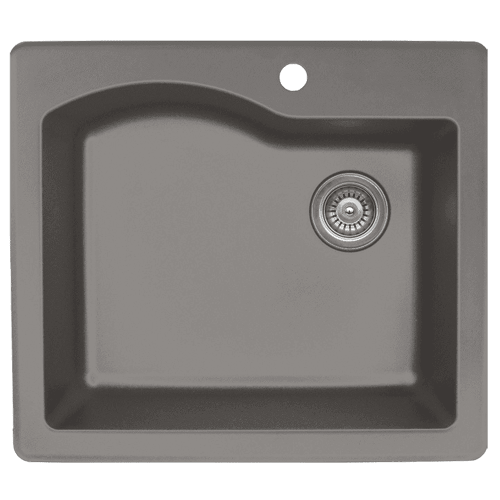Karran QT-671 Quartz Kitchen Sink - Top Mount - Concrete Finish - Bottom View