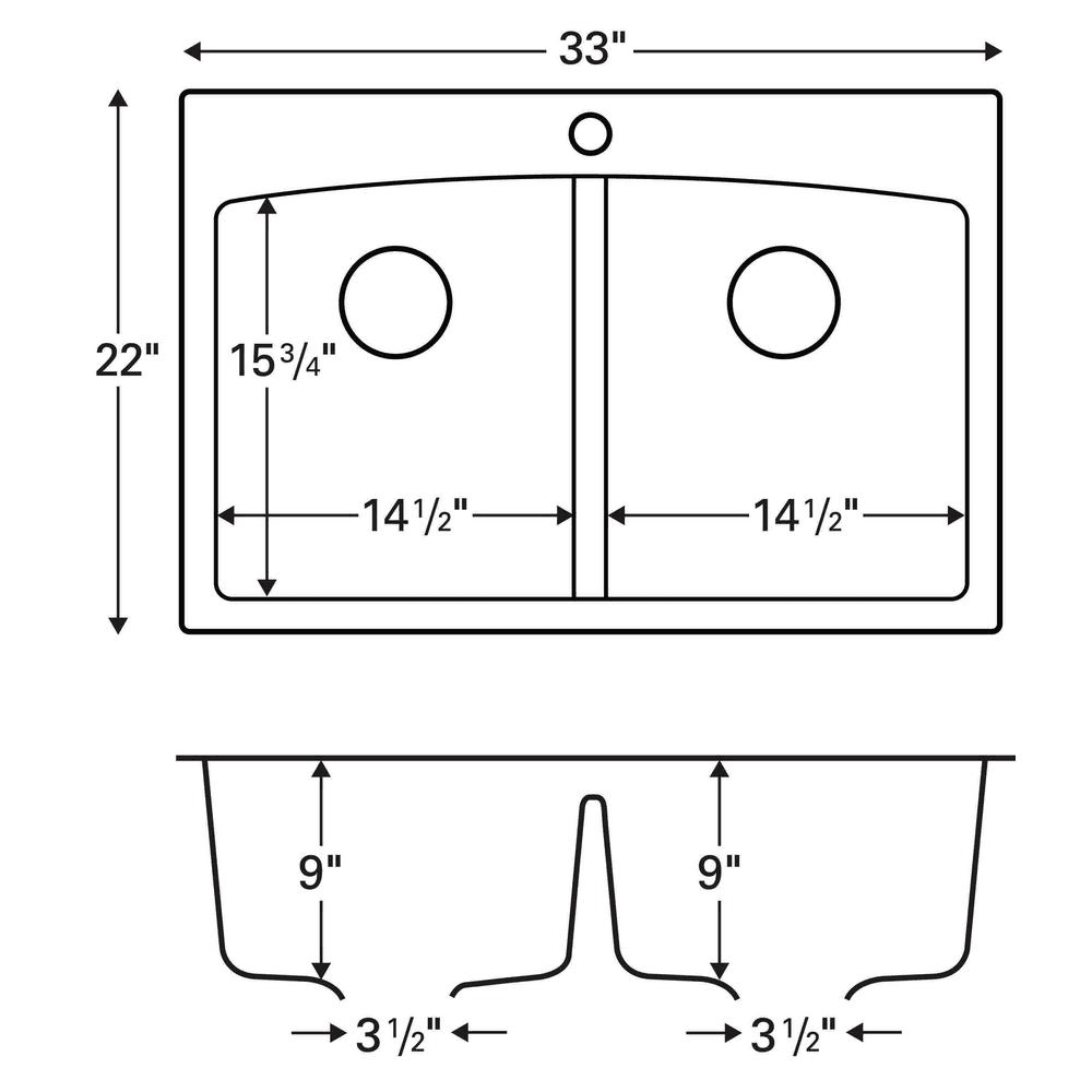 Karran QT-710 Quartz Top Mount Double Equal Bowl Kitchen Sink, Bisque