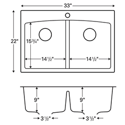 Karran QT-710 Quartz Top Mount Double Equal Bowl Kitchen Sink, Bisque