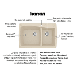 Gray quartz top mount kitchen sink - Karran QT-712