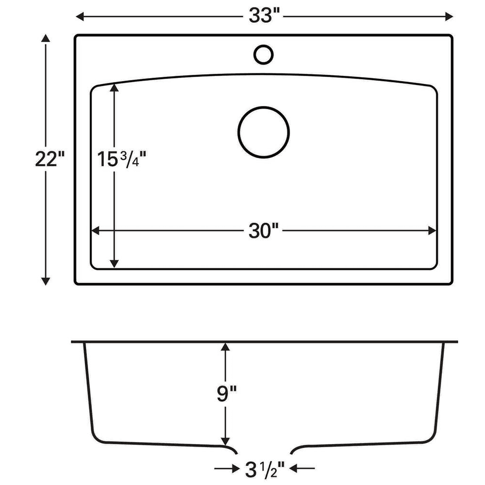 Karran QT-712 Quartz Top Mount Sink, Concrete Single Bowl Kitchen, 33x22x9