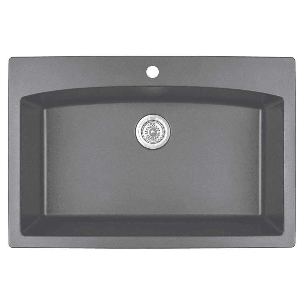 33 x 22 x 9 inch gray quartz top mount kitchen sink by Karran