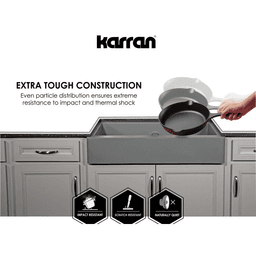 Karran QT-721 Quartz Kitchen Sink with Large & Small Bowls, Black