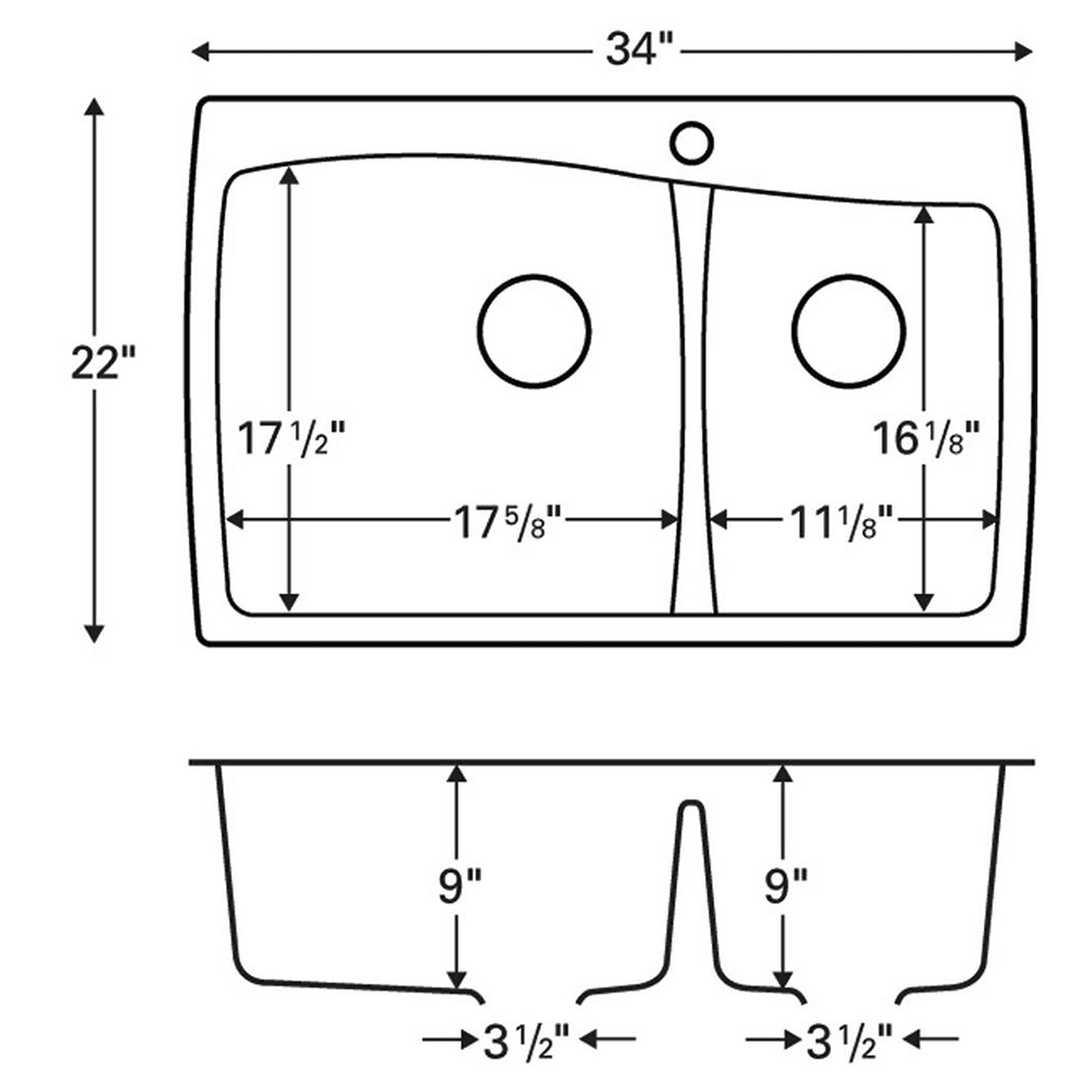 Large and Small Bowl option in Karran QT-721 Kitchen Sink